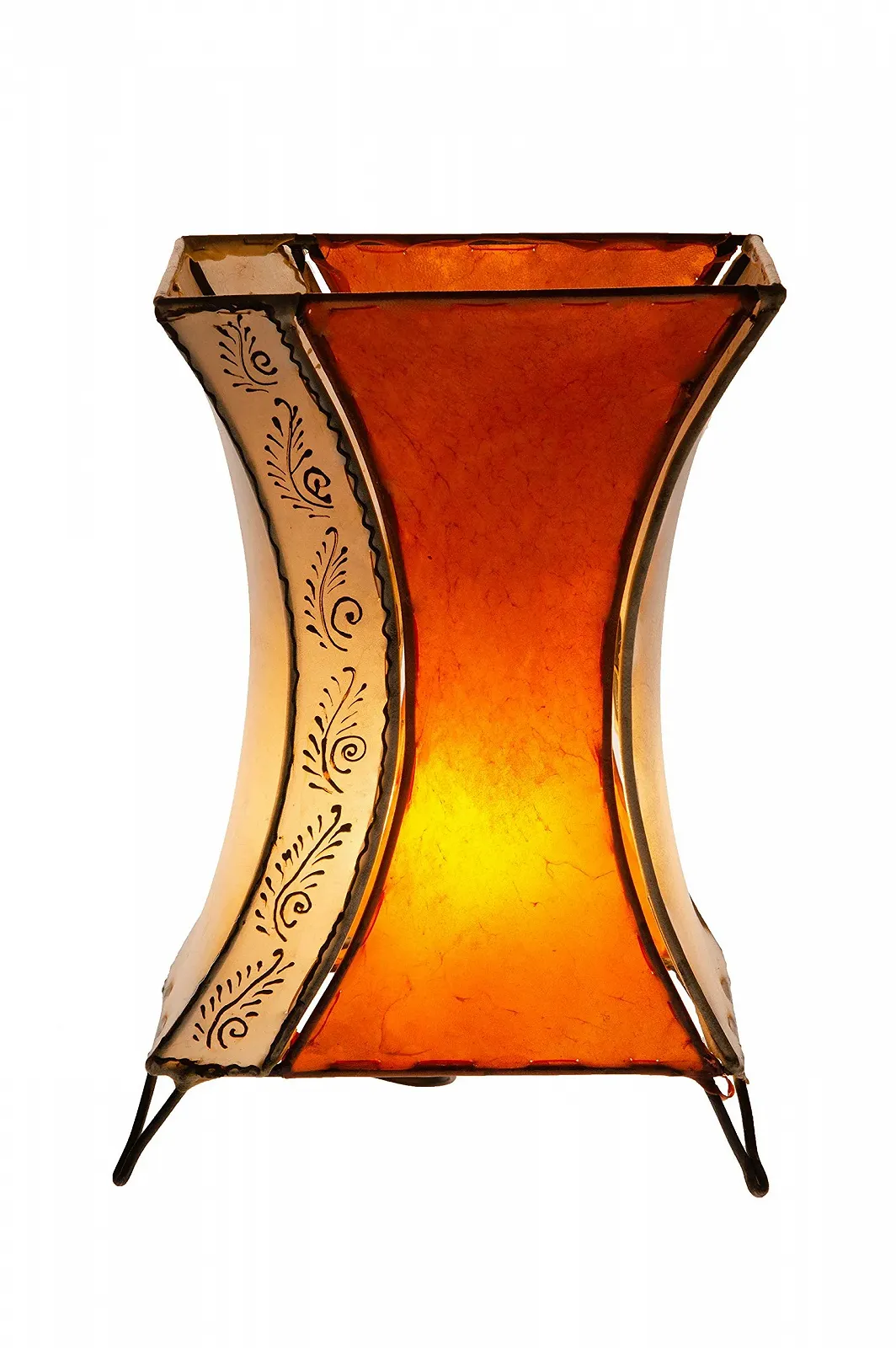 Настільна лампа Marrakesch Orient & Mediterran Interior Chika Asian 40 см шкіряна металева помаранчева бежева, фото №7