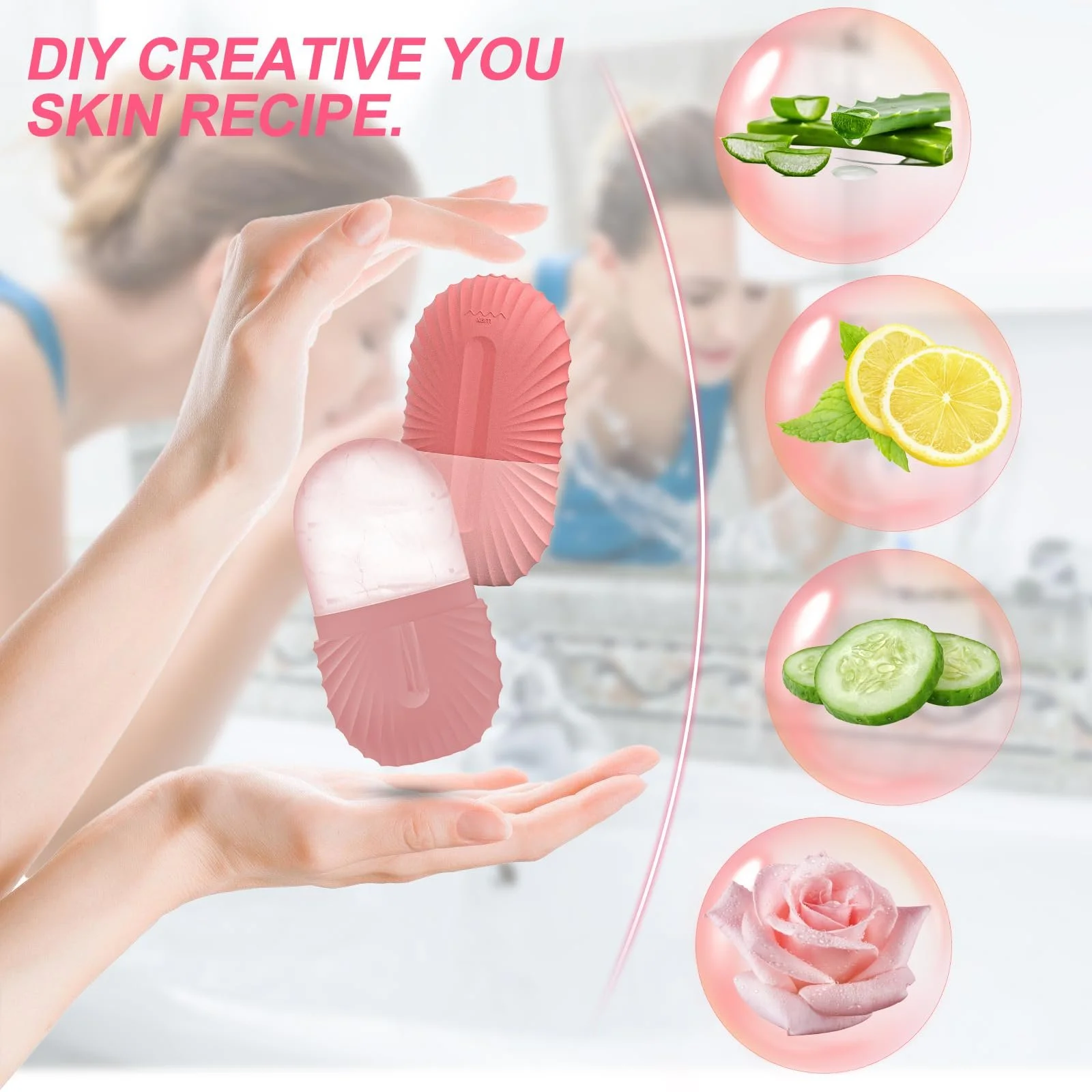 Ролик крижаний Vegena для обличчя, 4 шт, силіконовий, масажний, фото №5