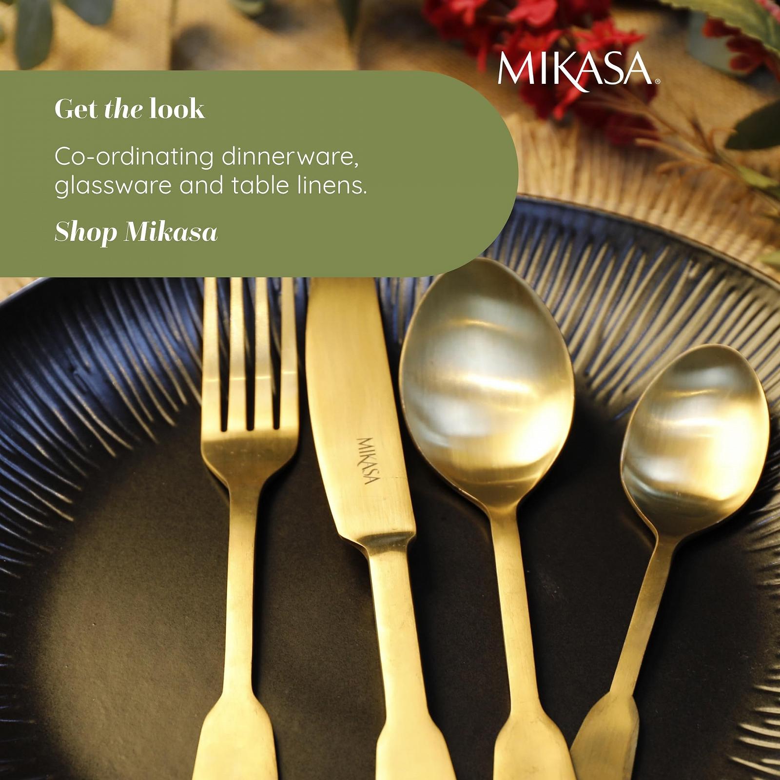 Набор столовых приборов Mikasa Soho Gold из нержавеющей стали, 16 предметов, золотой, фото №6