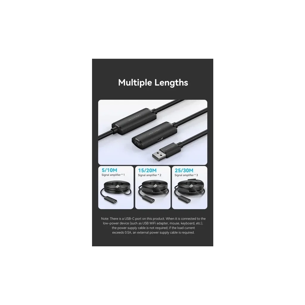 Дата кабель USB 2.0 AM/AF 30.0m Active black Vention (CBKBT), фото №11 Дата кабель USB 2.0 AM/AF 30.0m Active black Vention (CBKBT), фото №11