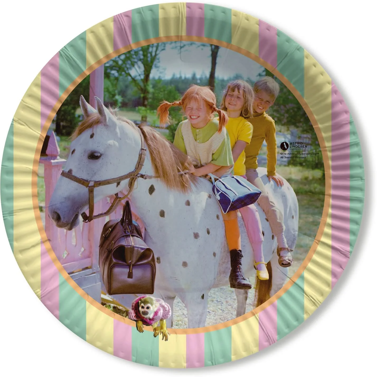 Набір посуду для вечірки Pippi Longstocking: тарілки, стакани, серветки, декор, фото №2