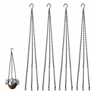 Ланцюги для підвісних кошиків YNR 4 шт. Металеві з S-подібними гачками Чорні - Фото 1