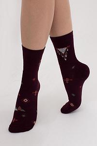 Жіночі бавовняні шкарпетки, бордові - Фото 1