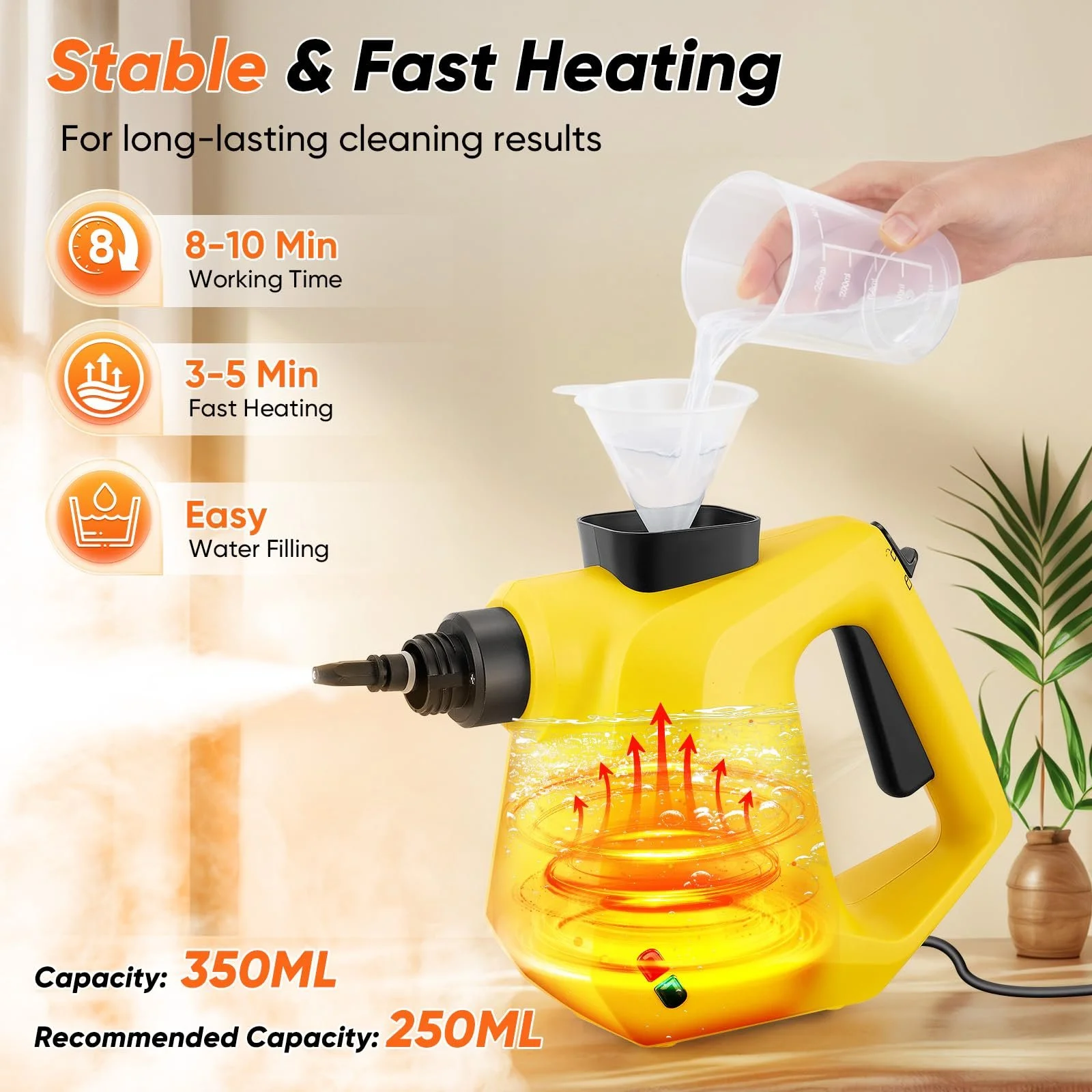 Пароочисник ручний портативний 10 аксесуарів 1000 W, фото №2