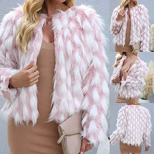 Жіноча хутряна куртка TRIGLICOLEUM, елегантна штучна, тепла, коротка synthetic.ua - Фото 1