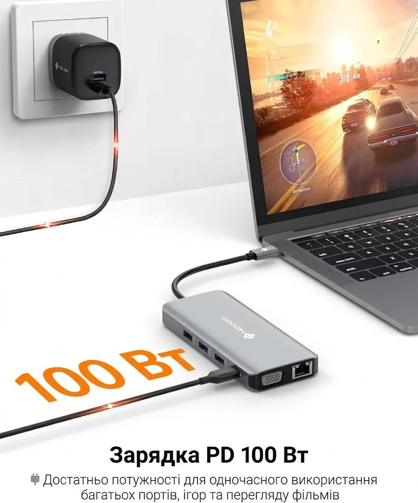 Док-станция NOVOO 11 в 1 универсальная для ноутбука, фото №6