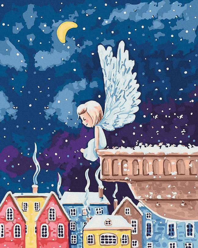 ANG568 Картина за номерами 40 х 50 см Янгол над містом Без коробки, фото №1