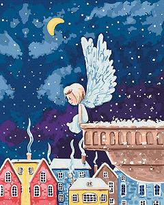 ANG568 Картина за номерами 40 х 50 см Янгол над містом Без коробки - Фото 1