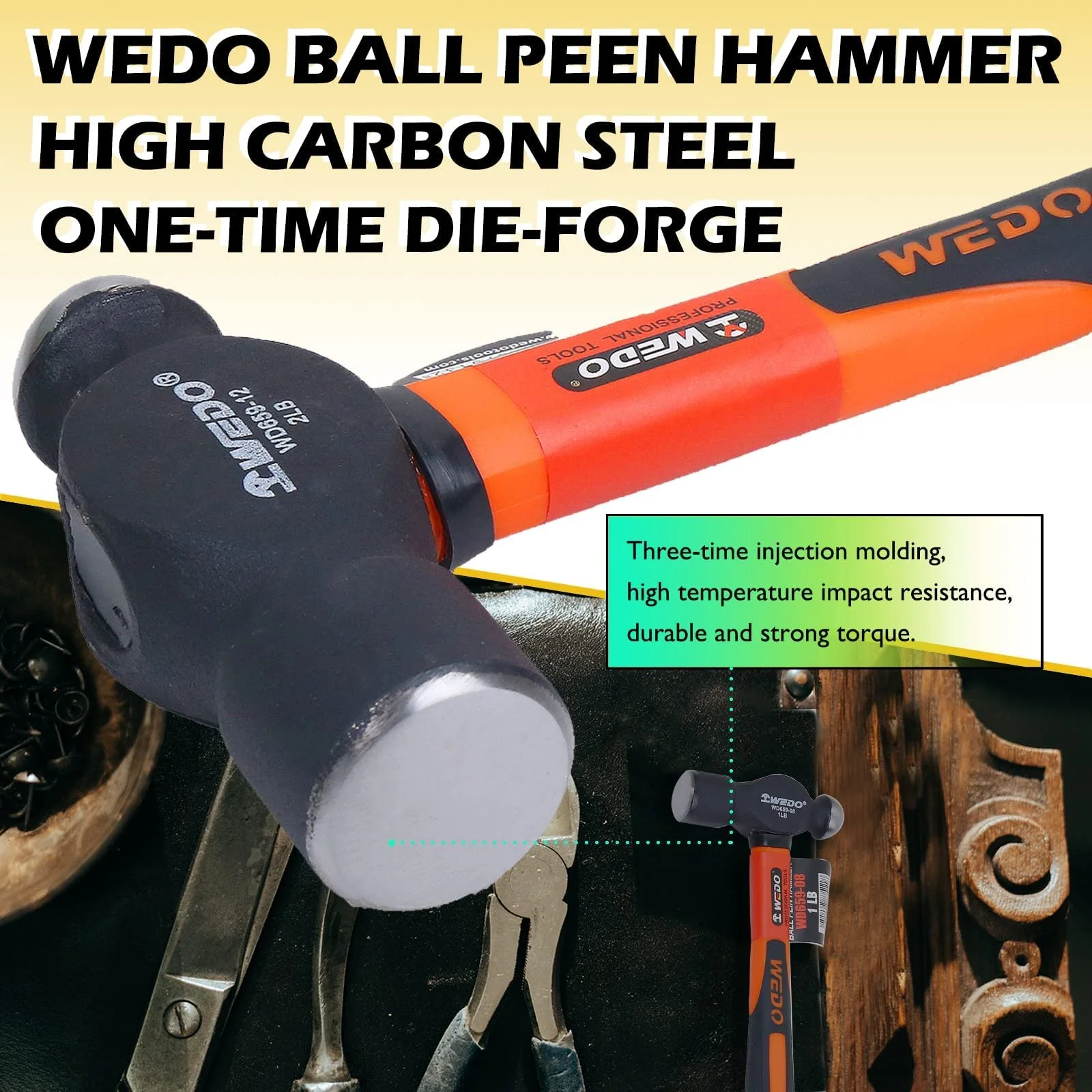 Молоток инженерный WEDO Ball Hammer 1125 g Carbon Steel 340 mm, фото №3