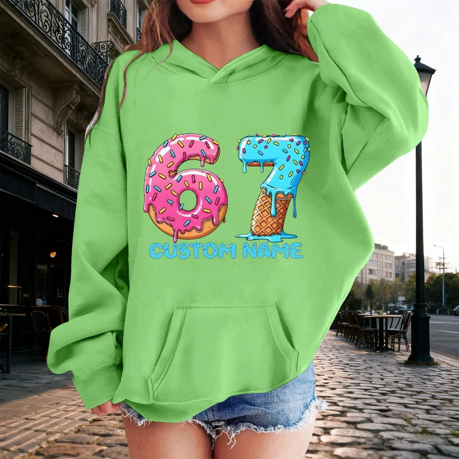 Худи Generisch для девочек, детский удобный мягкий теплый дышащий пуловер с графикой, повседневная модная толстовка с длинными рукавами, фото №2