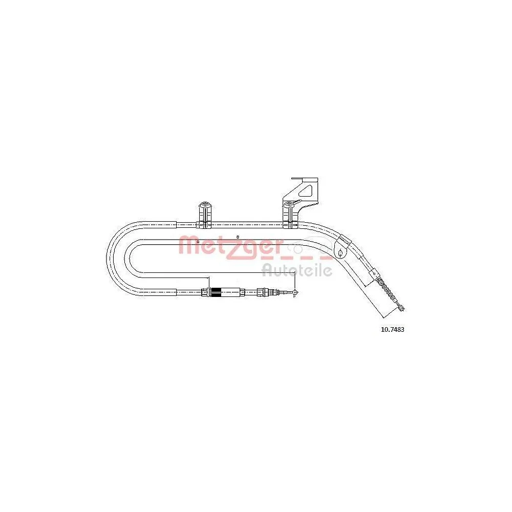 Трос стояночного тормоза METZGER 10.7483 для VW, задний правый, фото №1