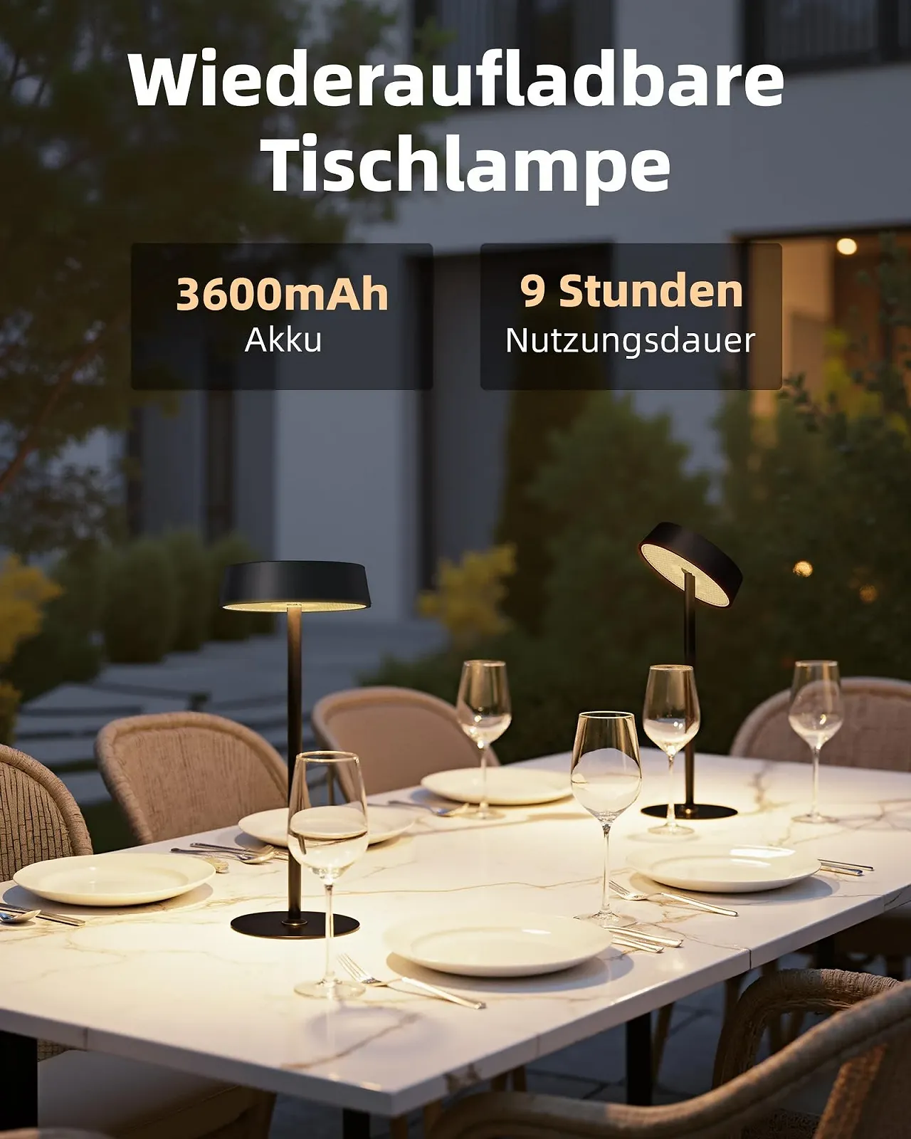 Настільна лампа EZVALO LED Wireless Touch Dimmable IP44 3600 mAh Rechargeable Bedside Lamp, фото №3