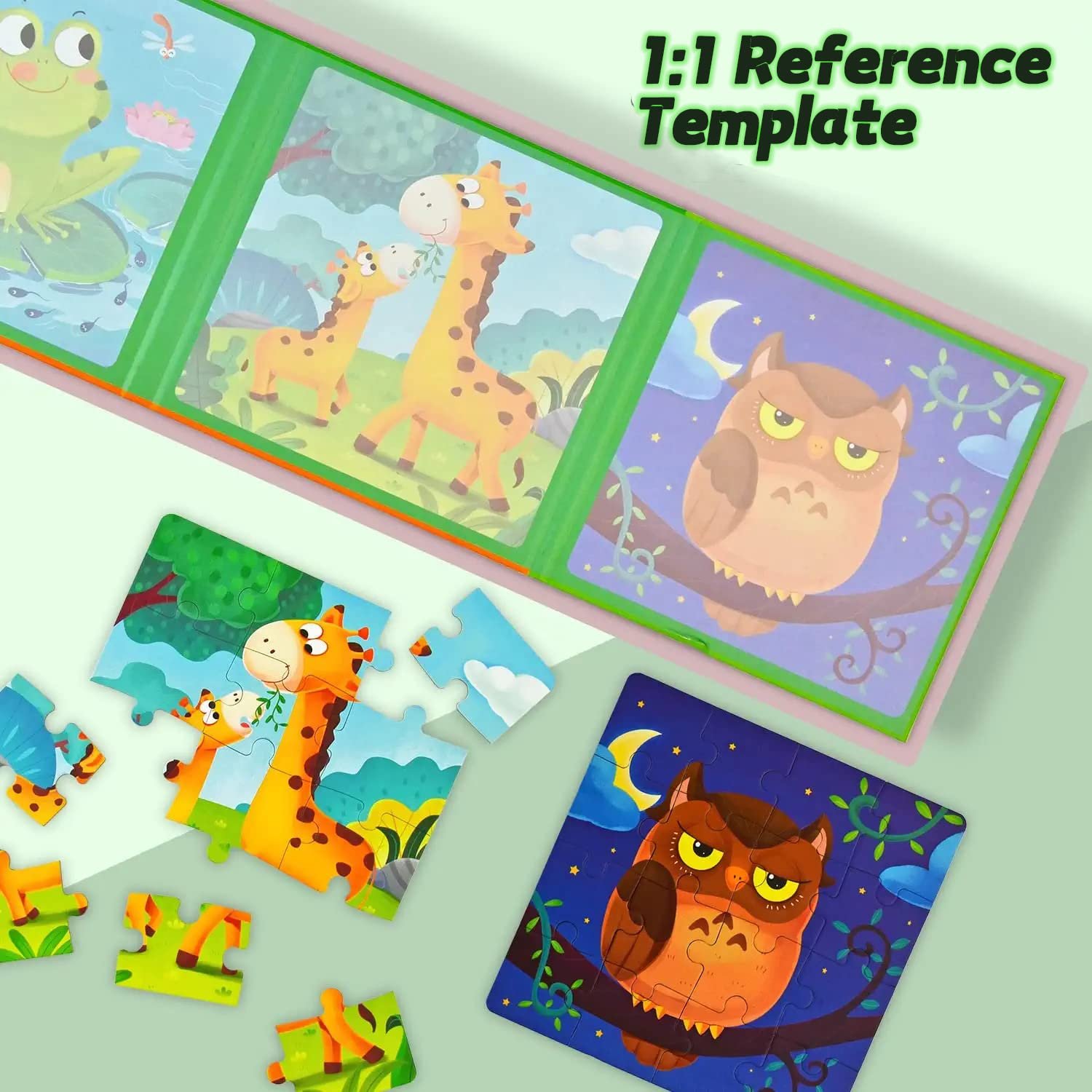 Детский магнитный пазл Животные 9-12-16 деталей развивающая игрушка, фото №2