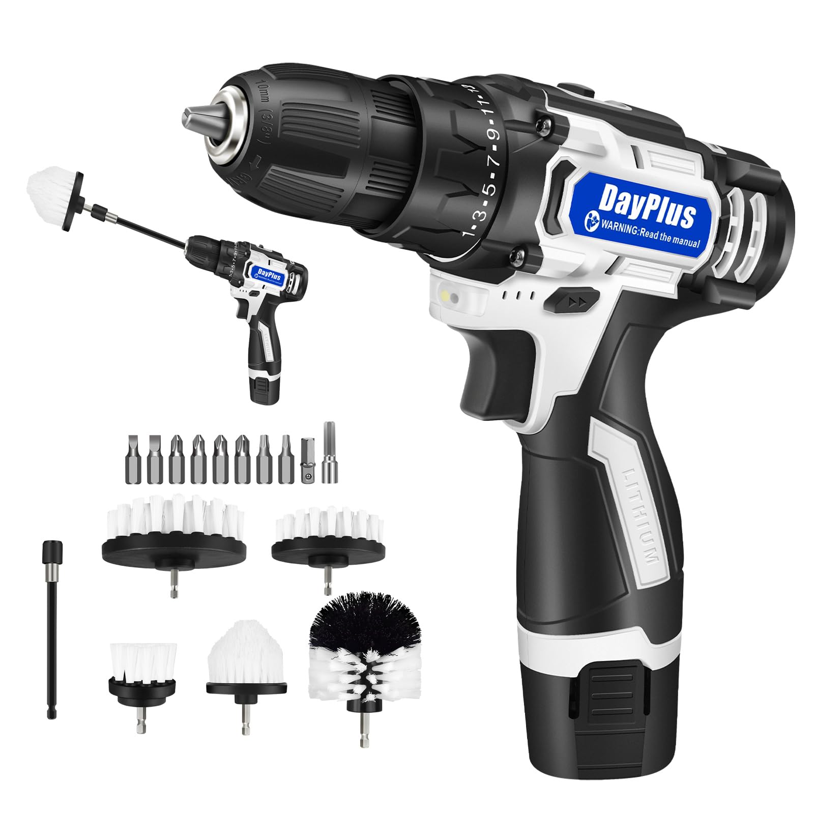 Дрель-шуруповерт электрический 1500 мАч батарея комбинированный 45Nm 18+1 крутящий момент легкий для бассейна плитка ванная, фото №1