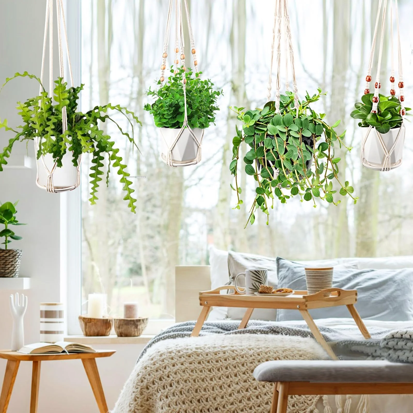 Підвісні кошики макраме Petutu Boho Набір 4 шт. Натуральна бавовна, фото №6 Підвісні кошики макраме Petutu Boho Набір 4 шт. Натуральна бавовна, фото №6