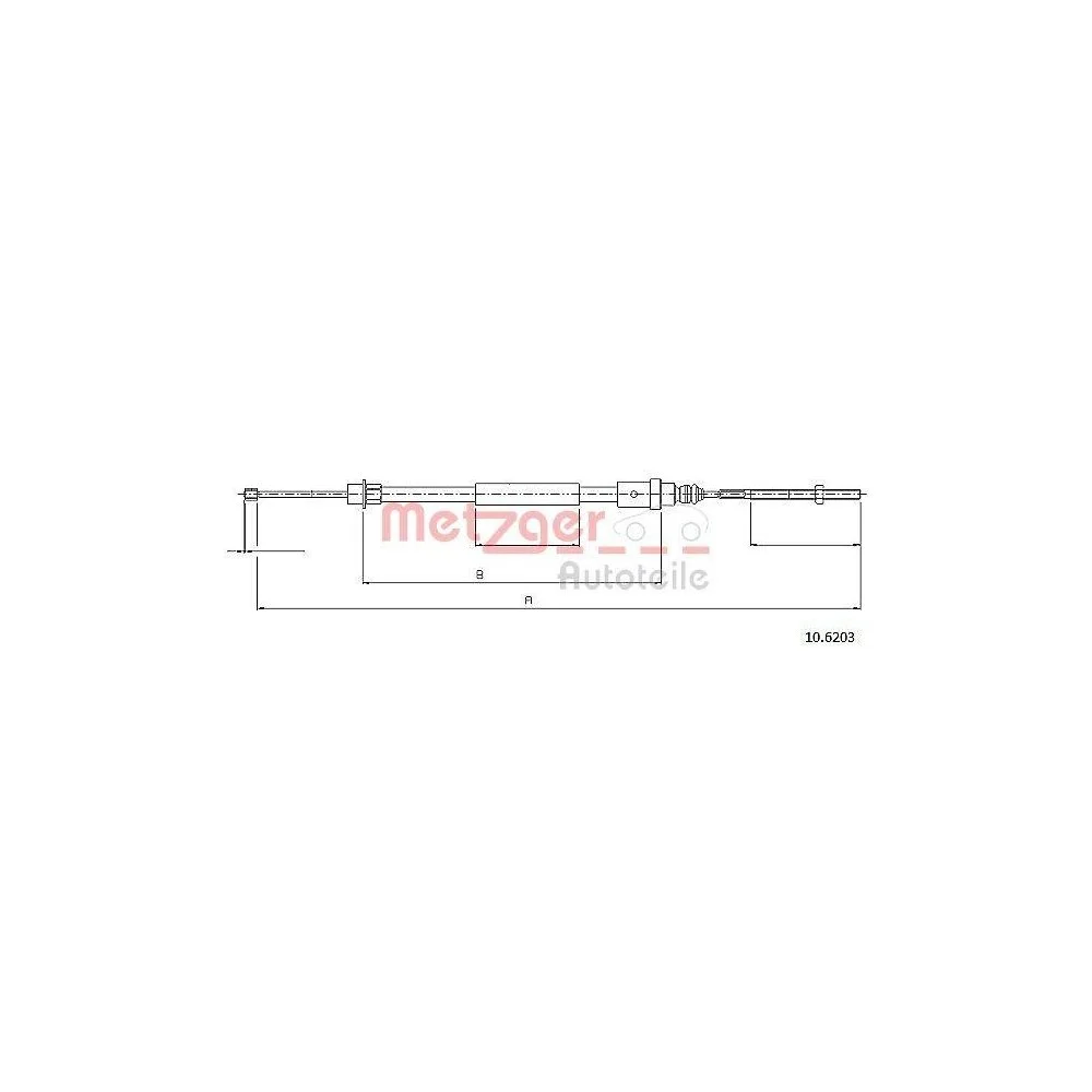 Трос стоякового гальма METZGER 10.6203 задній лівий для PEUGEOT, фото №1 Трос стоякового гальма METZGER 10.6203 задній лівий для PEUGEOT, фото №1