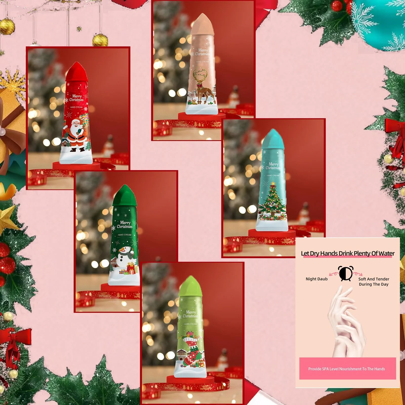 Крем для рук Різдвяний міні-набір, набір різдвяних кремів для рук, 5 x 30 мл, фото №2