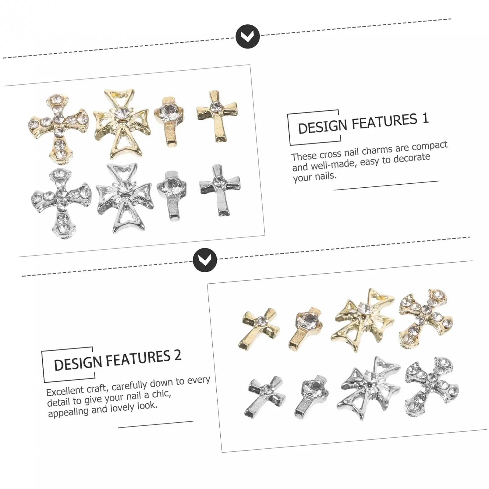 Аксесуари Healvian, 80 шт, украшение для маникюра, подвеска крест для ногтей, блестки для ногтей крест, шармы Дева Мария, крестики, стразы, 3D украшение для ногтей, аксессуары для ногтей, фото №6