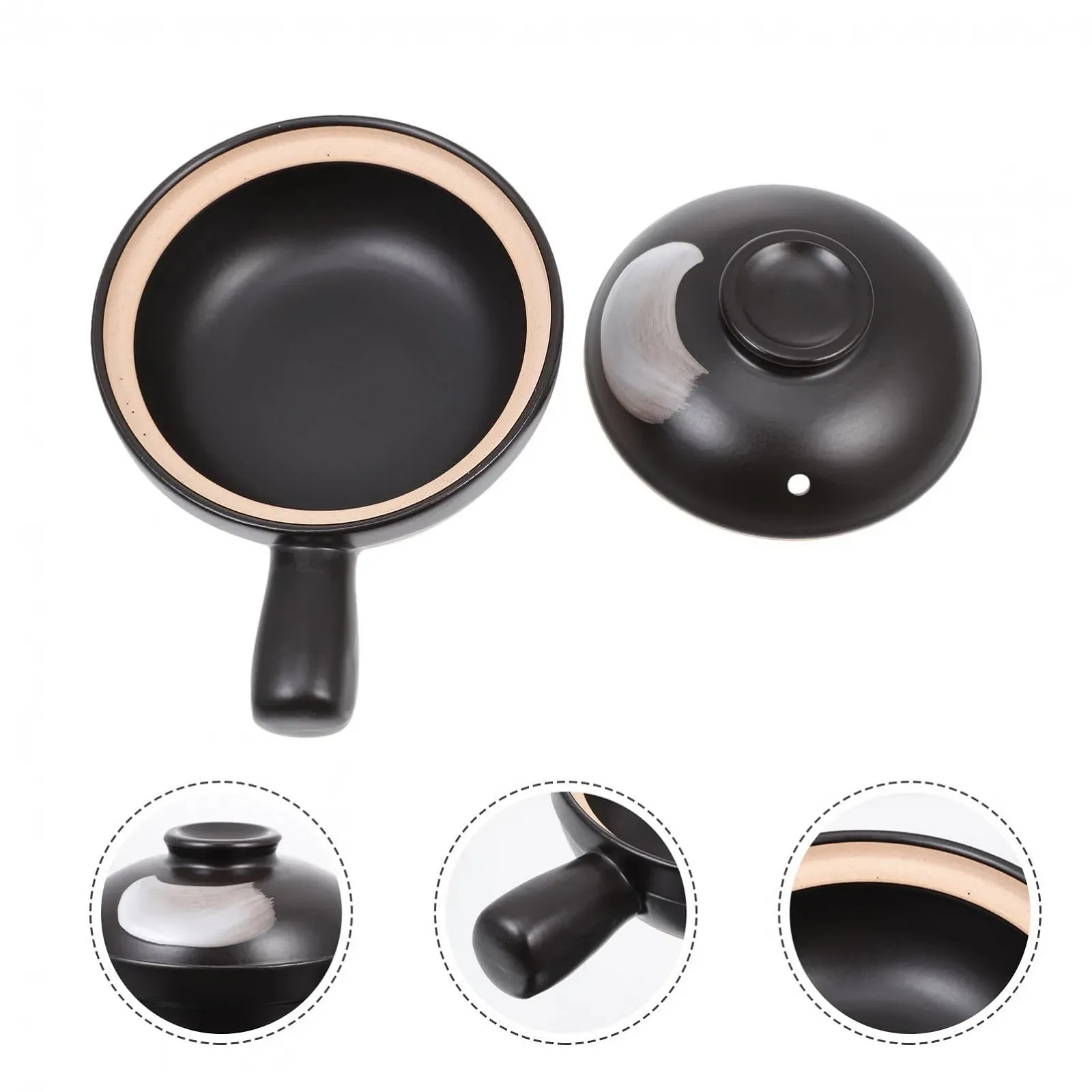 Кастрюля Toyvian с крышкой керамическая из прочного камня для супов и пасты, фото №6