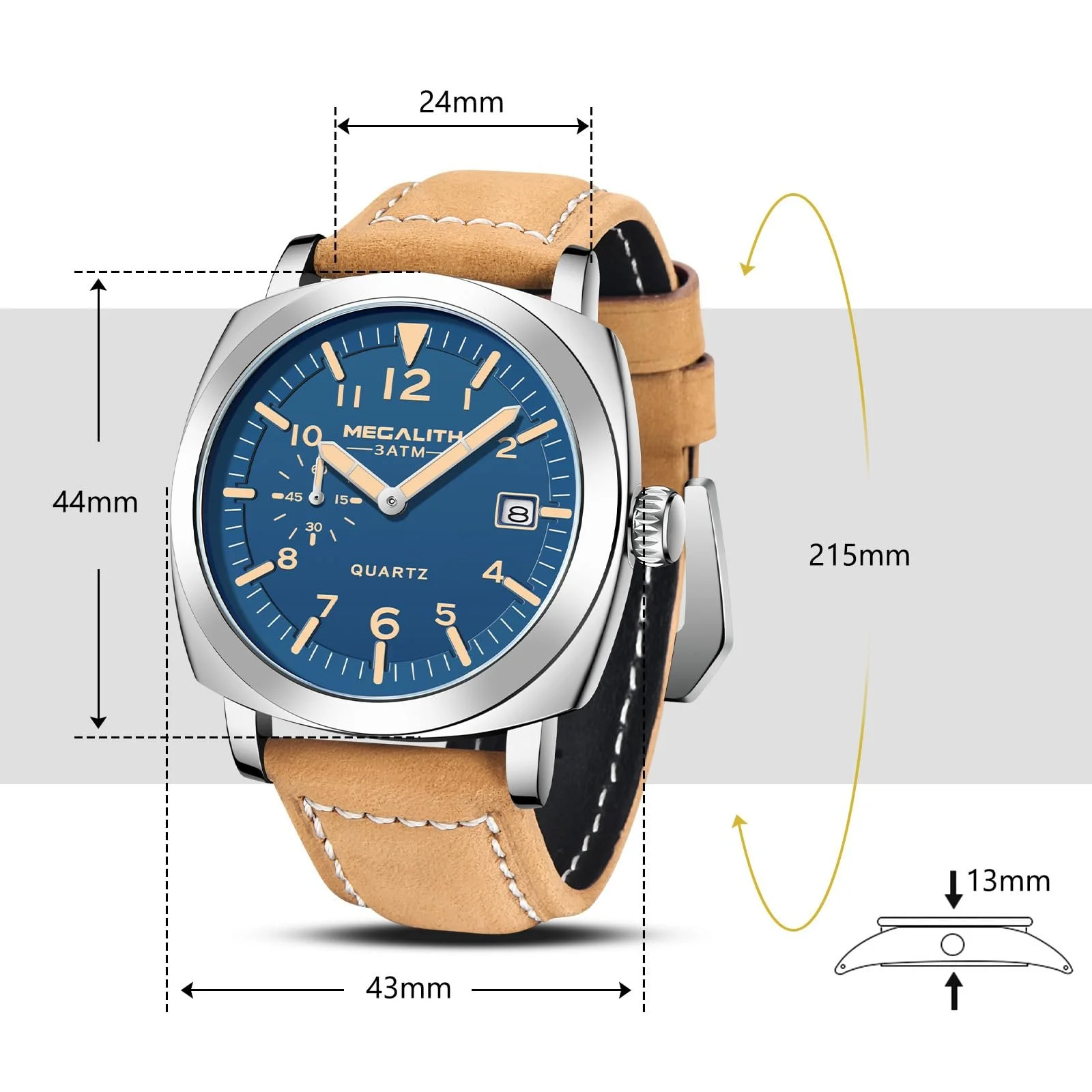 Годинник MEGALITH Кварцовий Аналоговий Водонепроникний, фото №7