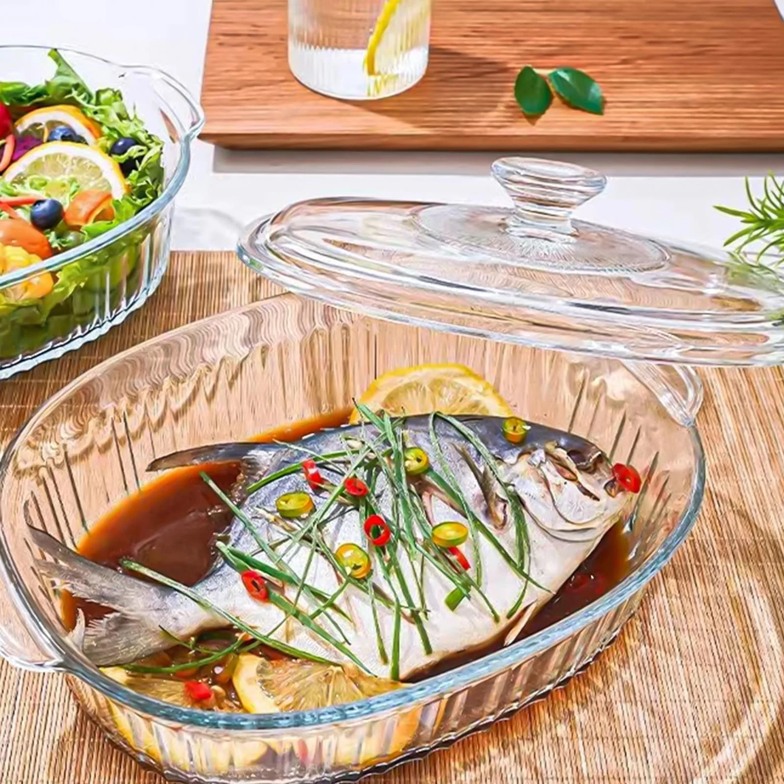 Форма для запекания с крышкой 2,8 л стеклянная 31 x 21,5 x 13 см, фото №5