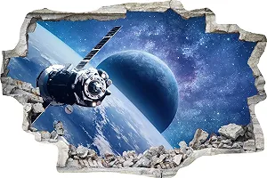 Наклейка на стіну DW000100 Космос Супутник та Земля Сірий камінь 105 x 70 см - Фото 1