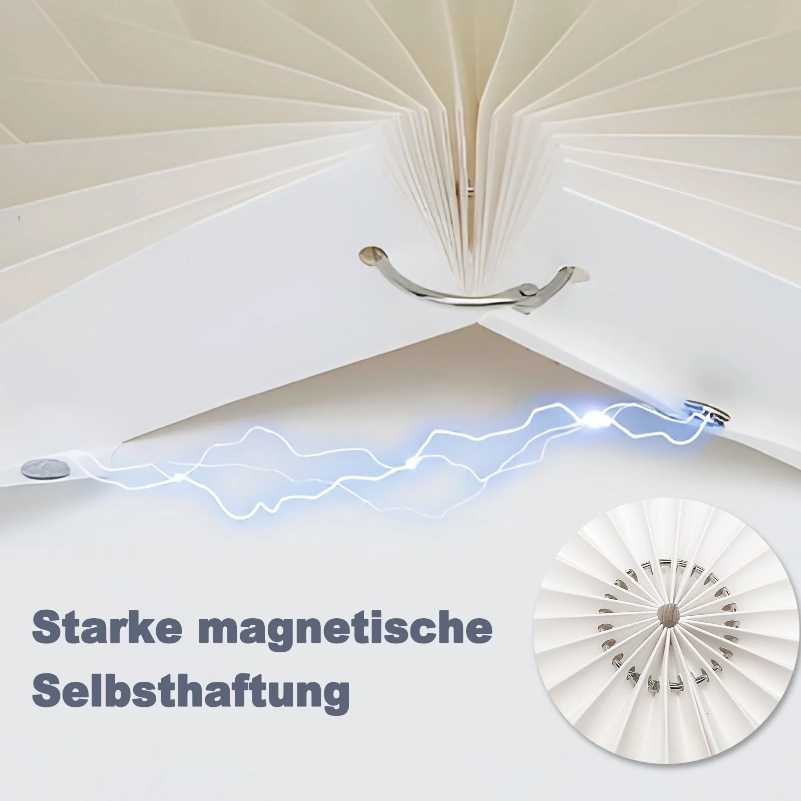 Настільна лампа ZMH Bedside Lamp приліжкова з кабелем паперовий абажур дизайн оригамі (без лампочки), фото №6