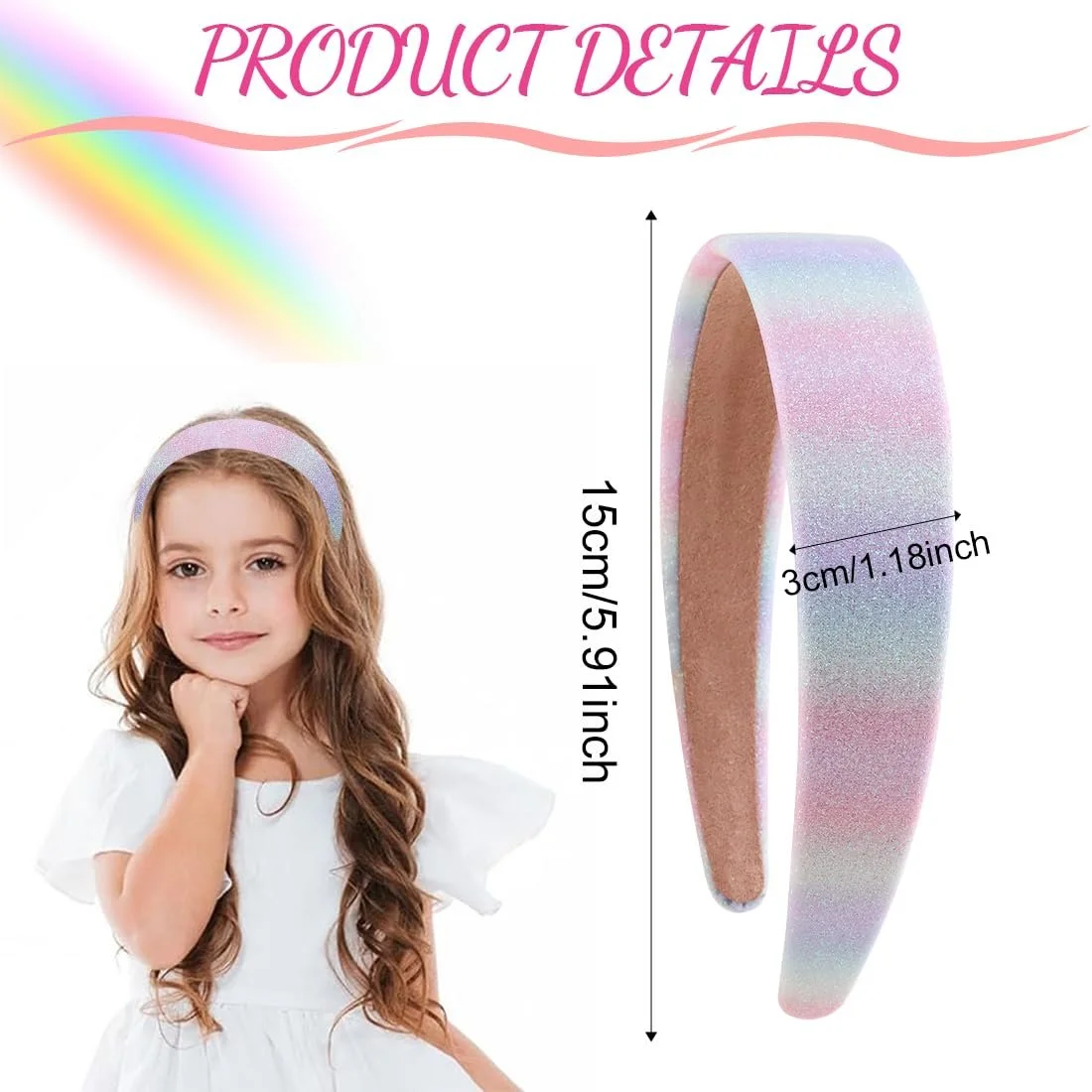 Набір з 3 широких блискучих обручів для волосся, фото №3