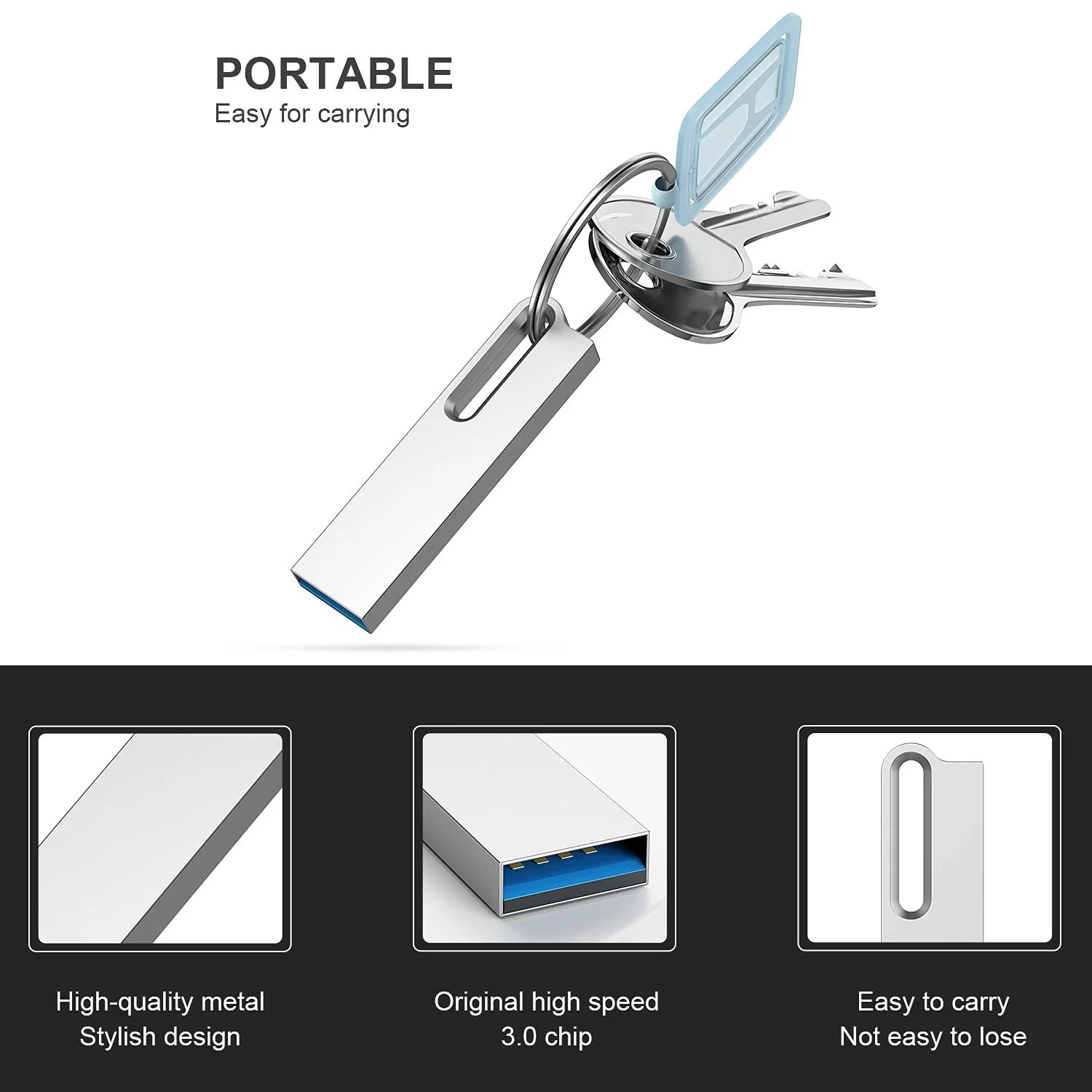 USB-флеш-накопичувач KOOTION 128GB USB 3.0 водонепроникний металевий Сріблястий, фото №3 USB-флеш-накопичувач KOOTION 128GB USB 3.0 водонепроникний металевий Сріблястий, фото №3