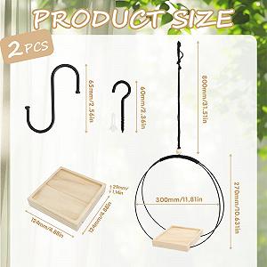 Підвісні кошики для рослин KVXXVX 2 шт метал дерево чорні synthetic.ua - Фото 1