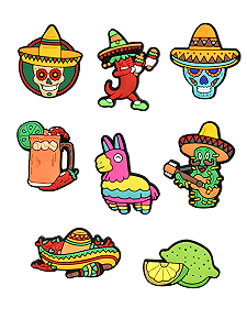 Джибітси Мексика Mexico такос кактус Jibbitz 8 шт аксесуари крокс прикраса Dz_127_1 - Фото 1
