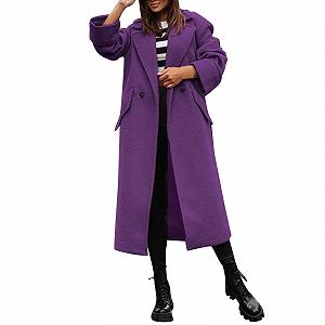 Вовняне пальто G
én
érique для жінок, елегантне пальто з довгими лацканами, повсякденний кардиган з довгими рукавами, приталена куртка з кишенями, тепле жіноче пальто - Фото 1