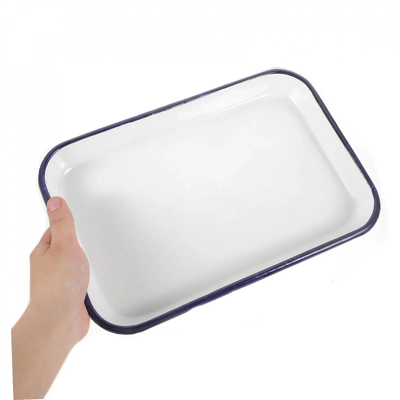 Деко для запікання емальоване прямокутне термостійке Біле, фото №3