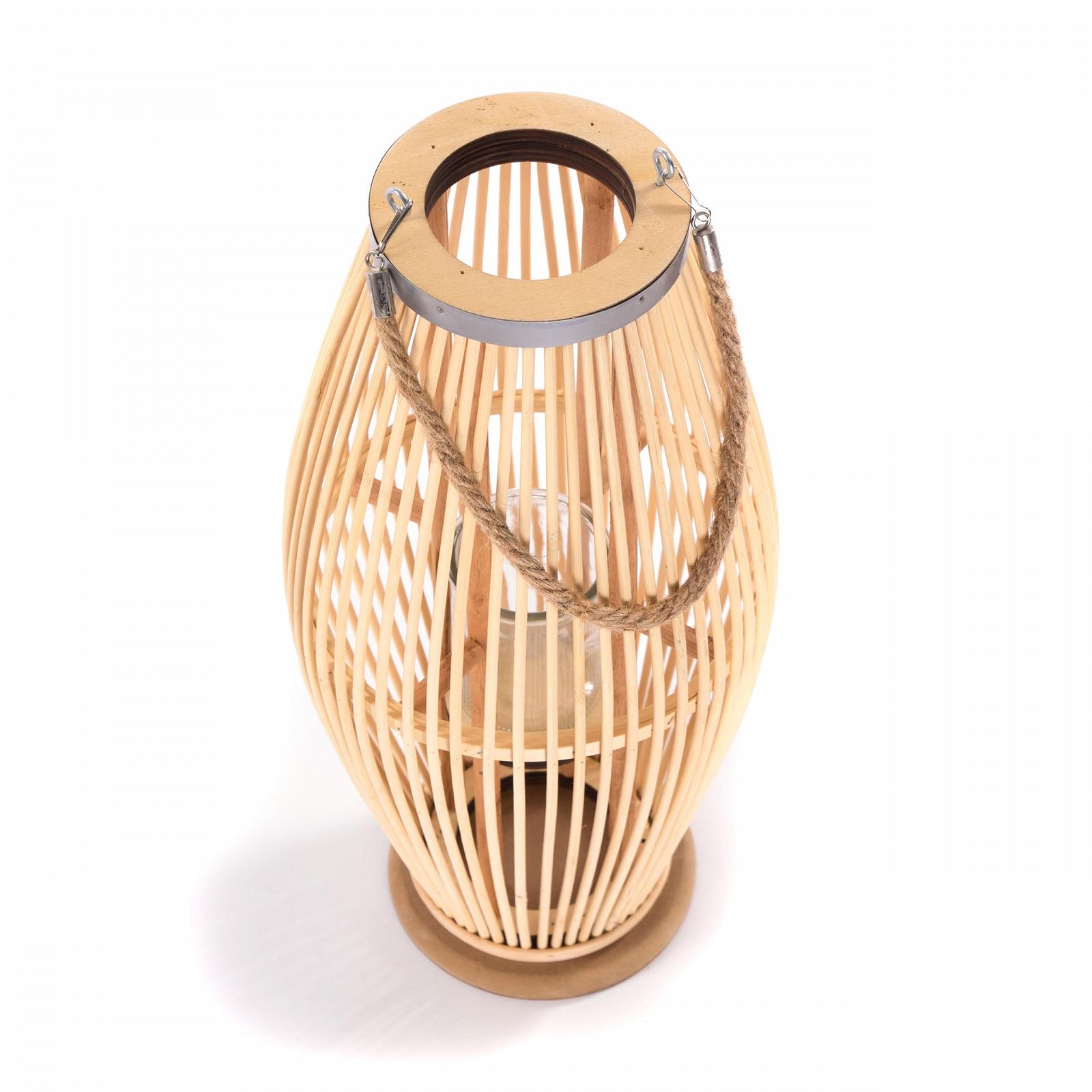 Ліхтар Zya Bamboo з ручкою і скляною вставкою дерев'яний розмір: 70 см, фото №3
