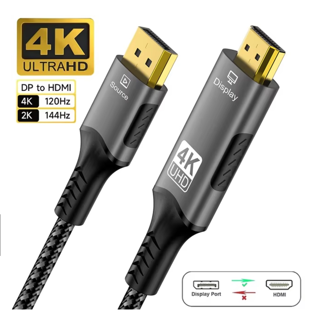 Кабель мультимедійний FDBRO DisplayPort to HDMI v2.0 4K/60Hz 3 метри Grey UltraHD HDR, фото №4