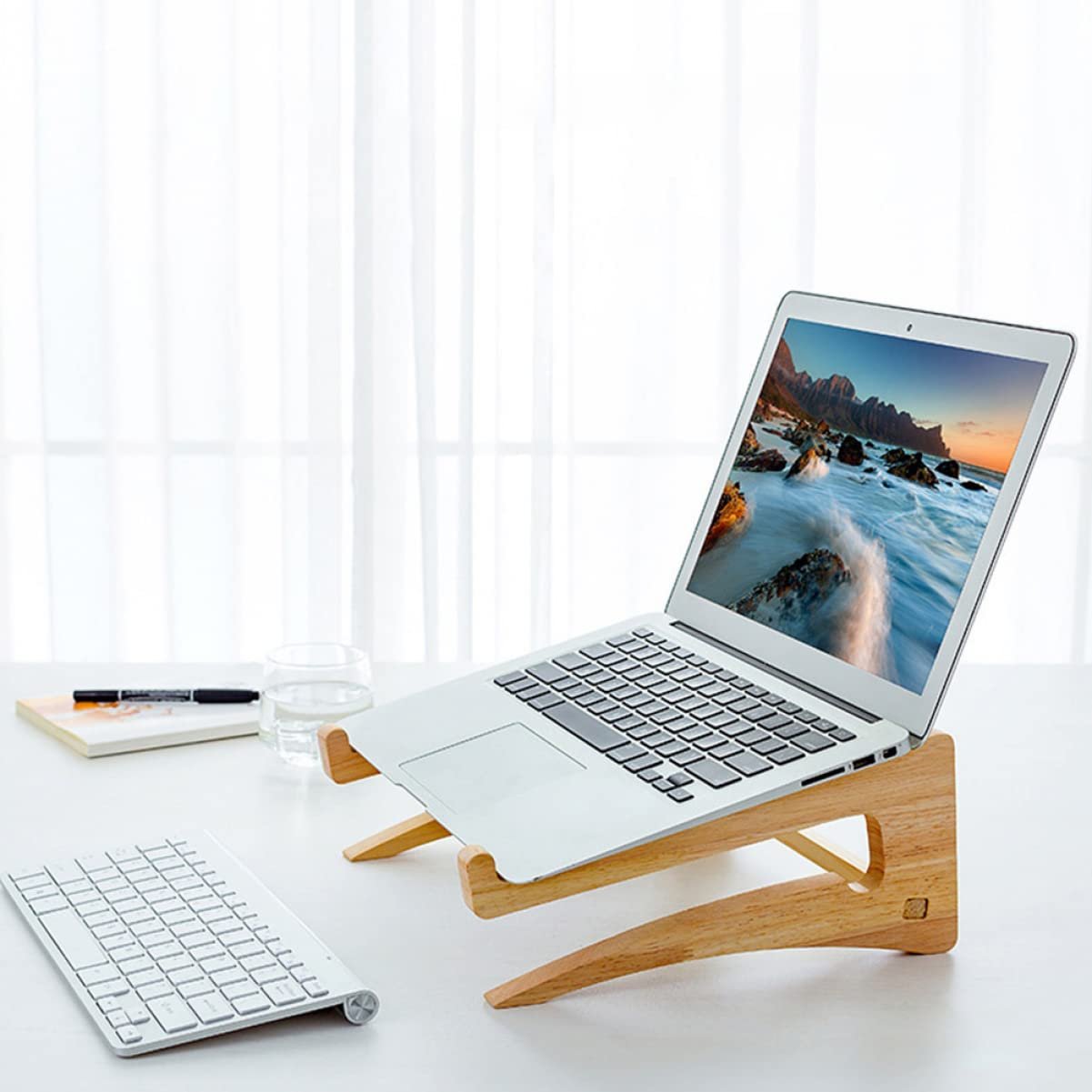 Подставка для ноутбука Lurrose деревянная регулируемая по высоте для охлаждения и практичного хранения для дома и офиса, фото №6 Подставка для ноутбука Lurrose деревянная регулируемая по высоте для охлаждения и практичного хранения для дома и офиса, фото №6