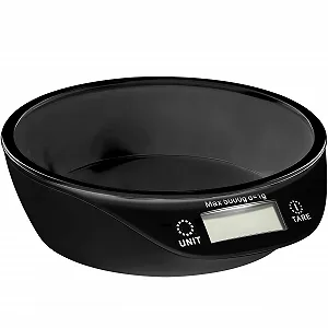Кухонні ваги Retoo цифрові, з чашею, до 5 кг, LCD-дисплей, чорні synthetic.ua - Фото 1