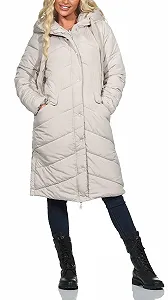 Женское стеганое пальто с капюшоном Hailys Ca44rlotta synthetic.ua - Фото 1