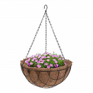 Підвісний кошик Spetebo металевий з кокосовою вставкою 30 см Чорний / Натуральний - Фото 1