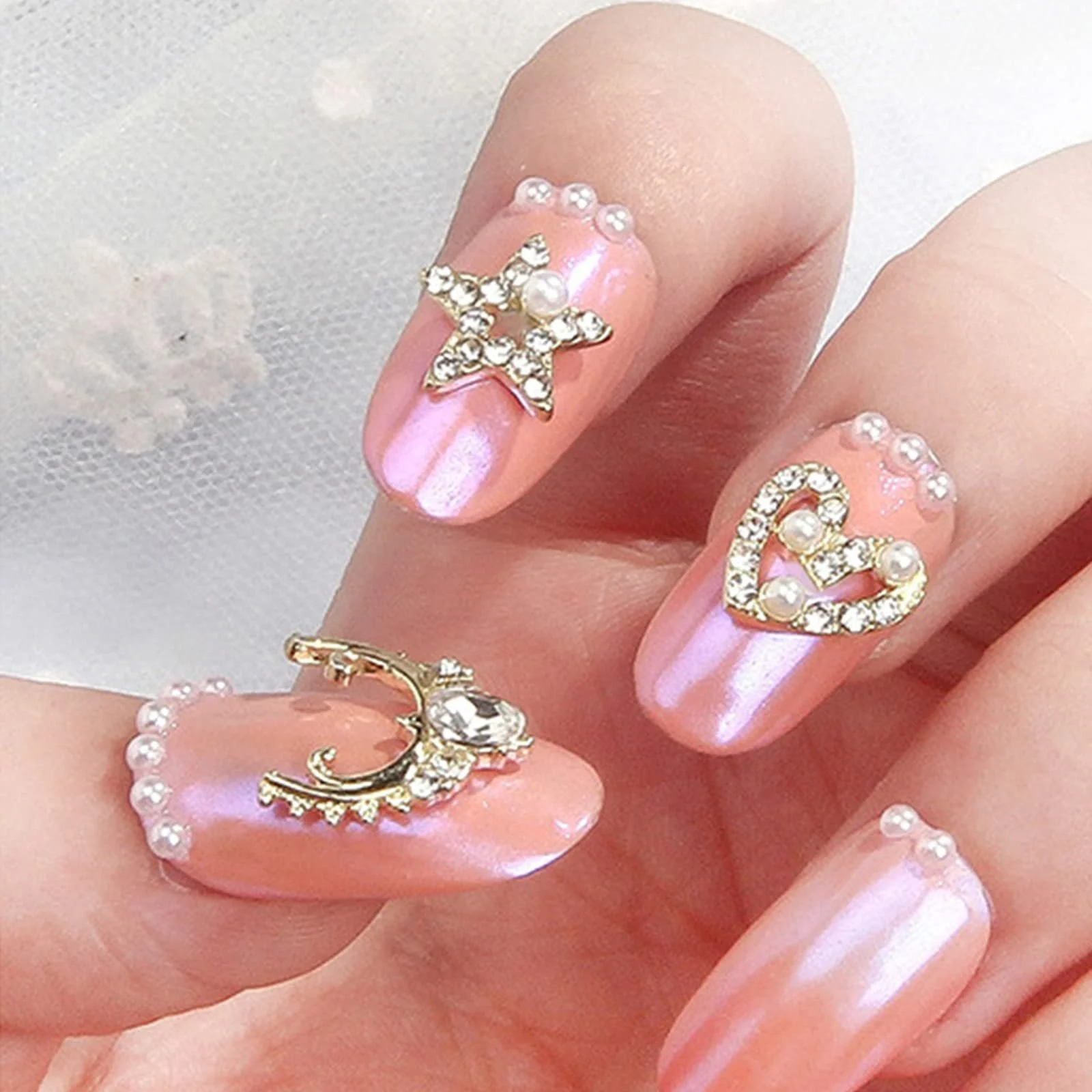 Стрази для нігтів Любов, п'ятикутна зірка, сплав, 60 шт, фото №7