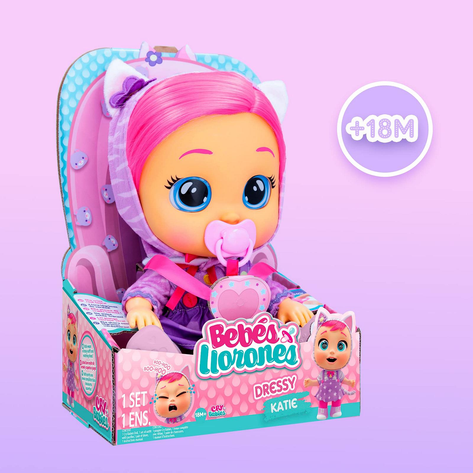 Кукла Cry Babies Dressy Katie Интерактивная с настоящими волосами, одеждой и аксессуарами 18+ месяцев, фото №2