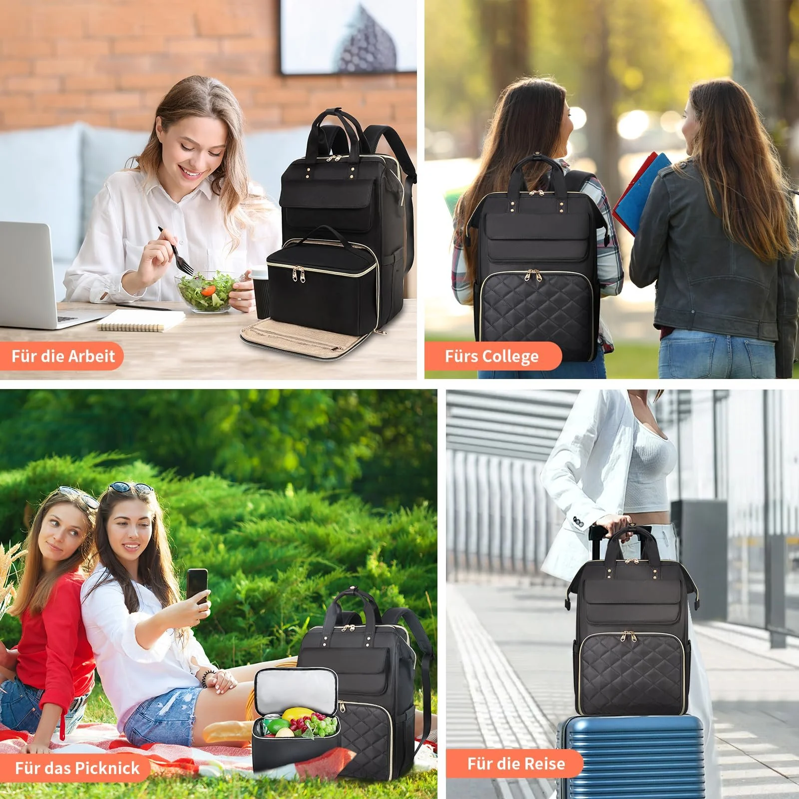 Рюкзак для ноутбука BERTASCHE 15.6" з термосумкою Чорний/Бежевий, фото №7 Рюкзак для ноутбука BERTASCHE 15.6" з термосумкою Чорний/Бежевий, фото №7