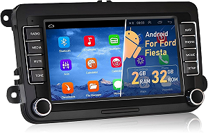 Штатна автомагнітола Podofo для VW Golf 5 6 Polo Seat Skoda Tiguan Passat B6 / 9" / Сенсорна / 2/32Гб / Android 12 / Bluetooth / WI-FI / GPS / USB - Фото 1