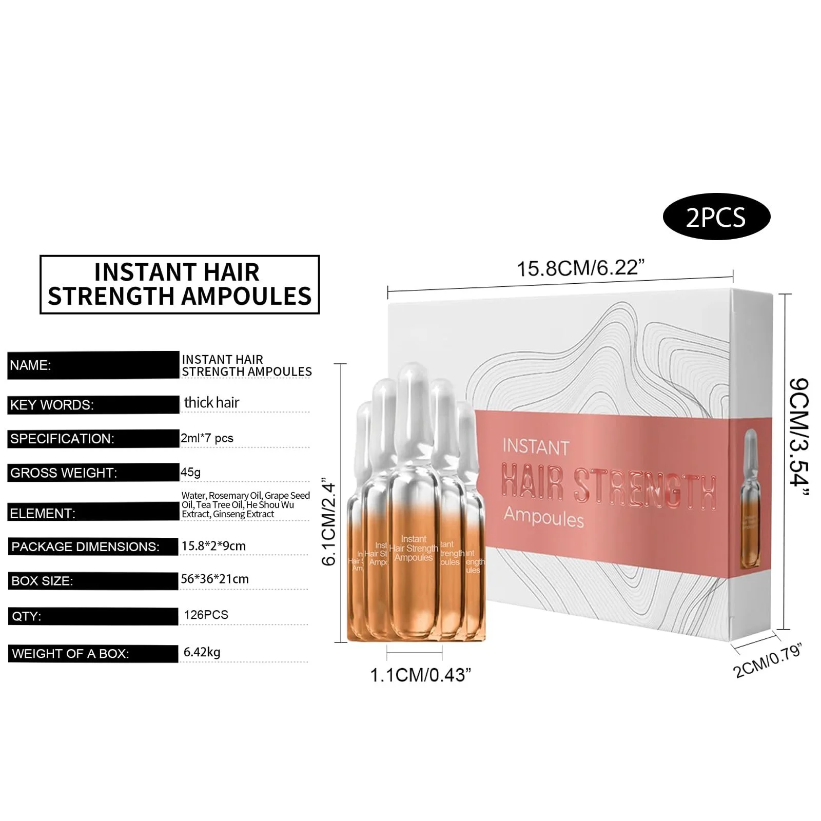 Ампули для лікування випадіння волосся Сироватка для волосся, 14 ампул для росту та регенерації волосся, фото №7 Ампули для лікування випадіння волосся Сироватка для волосся, 14 ампул для росту та регенерації волосся, фото №7