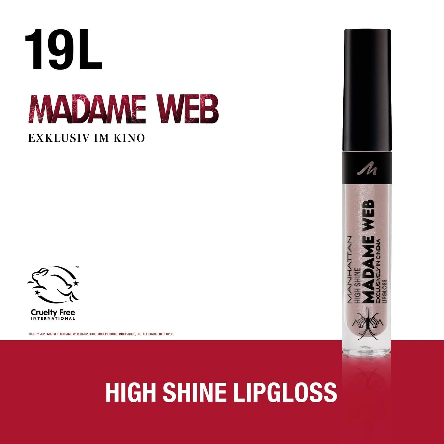 Блиск для губ Manhattan Highshine Madame Web 19L Глянцевий блиск для інтенсивного блиску на губах, фото №3