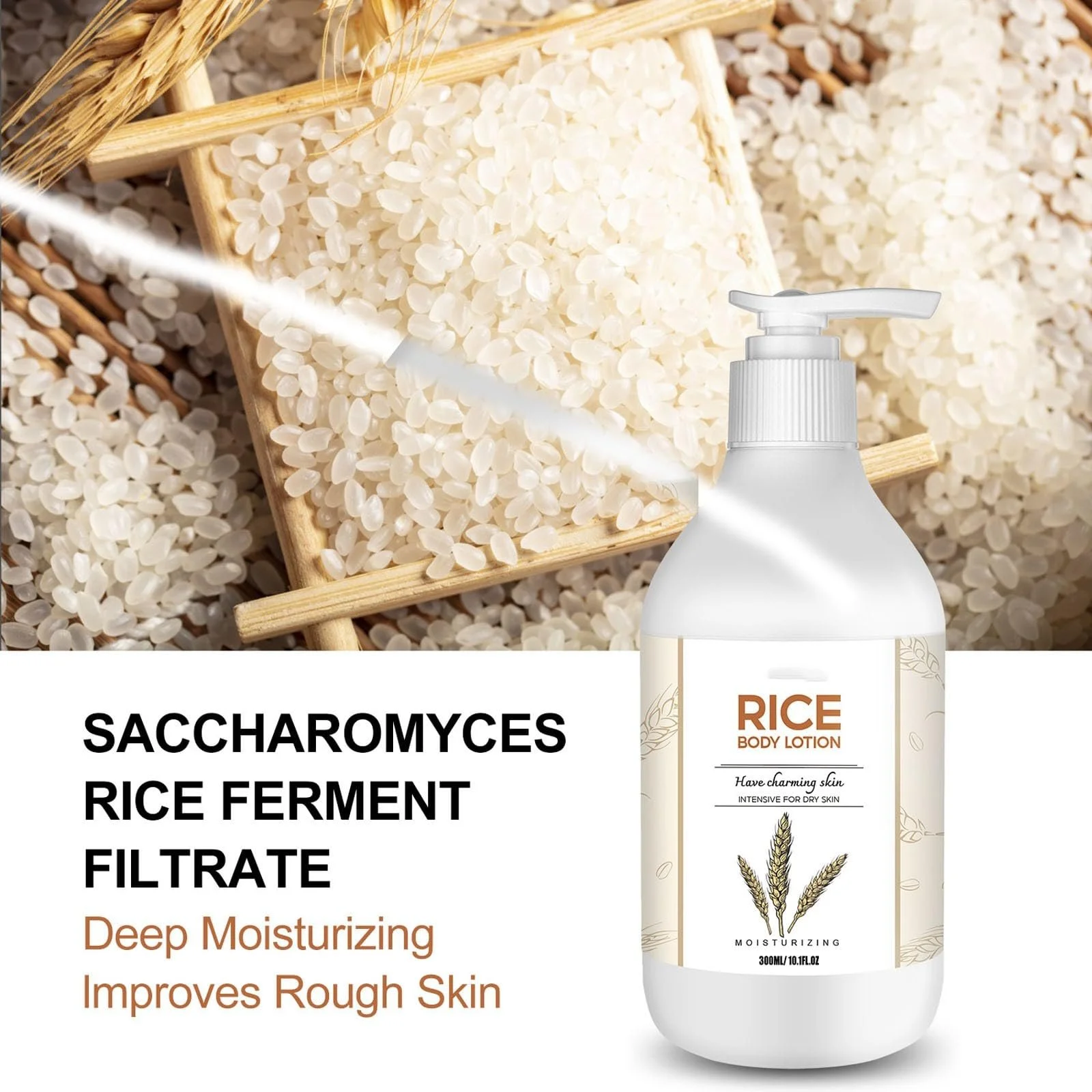 Лосьон для тела Рисовый для сухой кожи, Увлажняющий, Длительный, Легкий, Ежедневный для глубокого увлажнения и шелковистой гладкой кожи, фото №2
