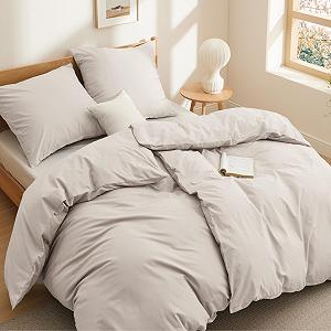 Постельное белье BEDSURE Хлопок 135 x 200 см, комплект из 4 предметов, бежевый - Фото 1
