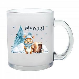 Кружка из молочного стекла с именем по желанию Рождество Белка #1 СПЕЦИАЛЬНОЕ ИЗДАНИЕ - Фото 1