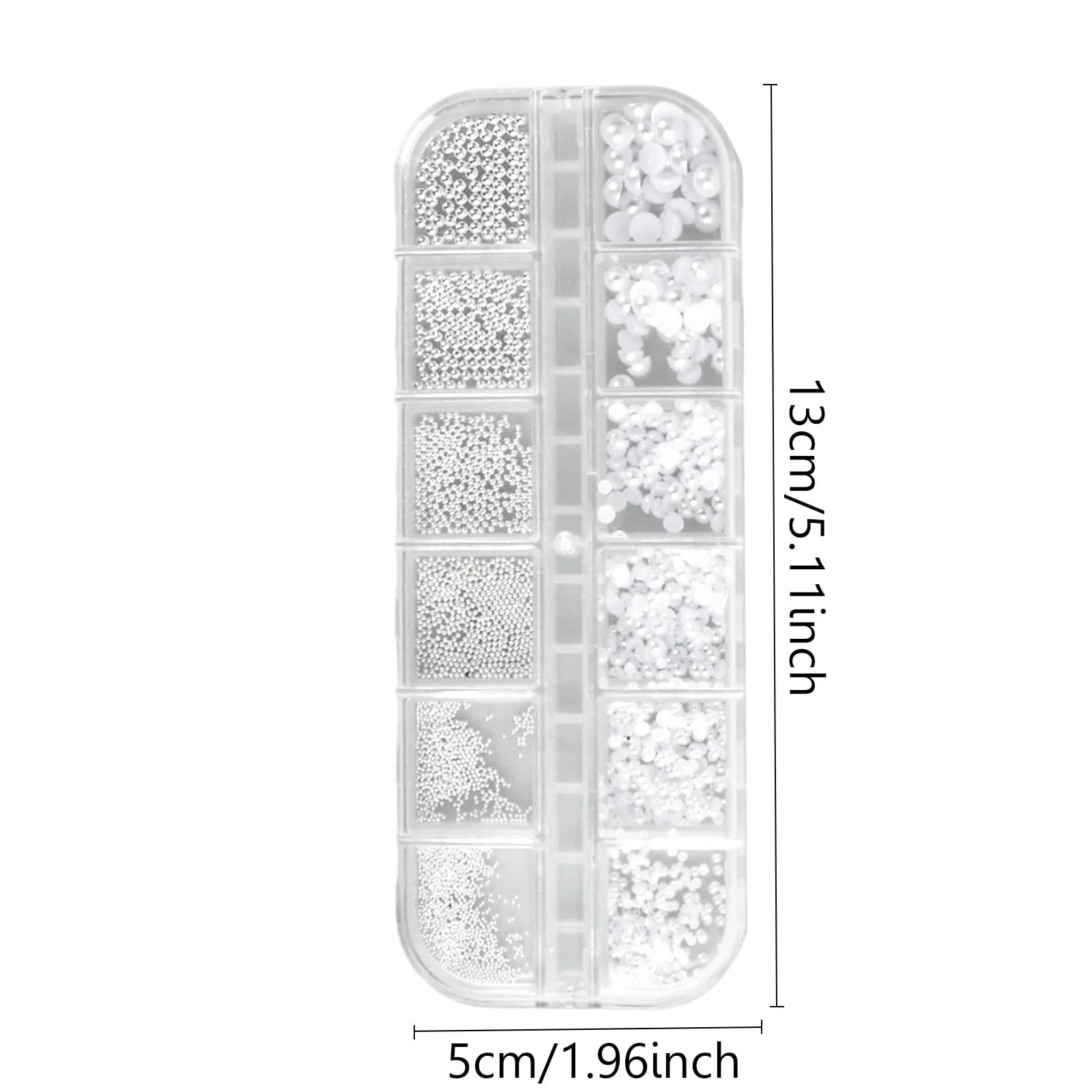 Стразы для ногтей В наборе 12 отделений Жемчужные полукруглые бусины Белые полукруглые, фото №2