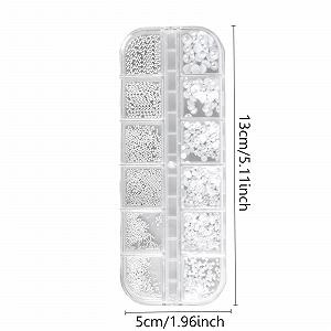 Стразы для ногтей Набор 12 Отсеков Жемчужные Полукруглые Белые synthetic.ua - Фото 1